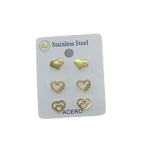 NWT Gold-Tone 3-Pack Heart Cut-Out Earrings